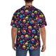 thumbnail image 3 of Balery Skull rainbow color mushroom Camisa Casual de Manga Corta con Botones para Hombre, Texturizada, Estilo Cubano, para Playa, Verano-Large, 3 of 5