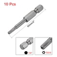 thumbnail image 2 of Brocas de destornillador de estrella de seguridad Torx T15 de 50 mm de largo y vástago hexagonal de 1/4" S2 de acero aleado alto 10 piezas, 2 of 4