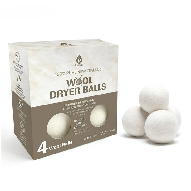 Pursonic 100 Pure New Zealand Wool Dryer Balls,Natural Fabric Softener