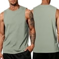 thumbnail image 2 of UDAUDU Mens Workout Tank Tops Sleeveless Muscle Comfort Shirt Athletic Gym Summer Running Beach Loose Fit T Shirts Light Green L, 2 of 6