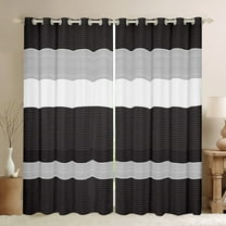 Erosebridal Geometric Stripes Curtains Pack of 2 (42Wx63L),Black White Black Out Curtains,Abstract Artwork Curtains for Living Room,Lines Room Decoration
