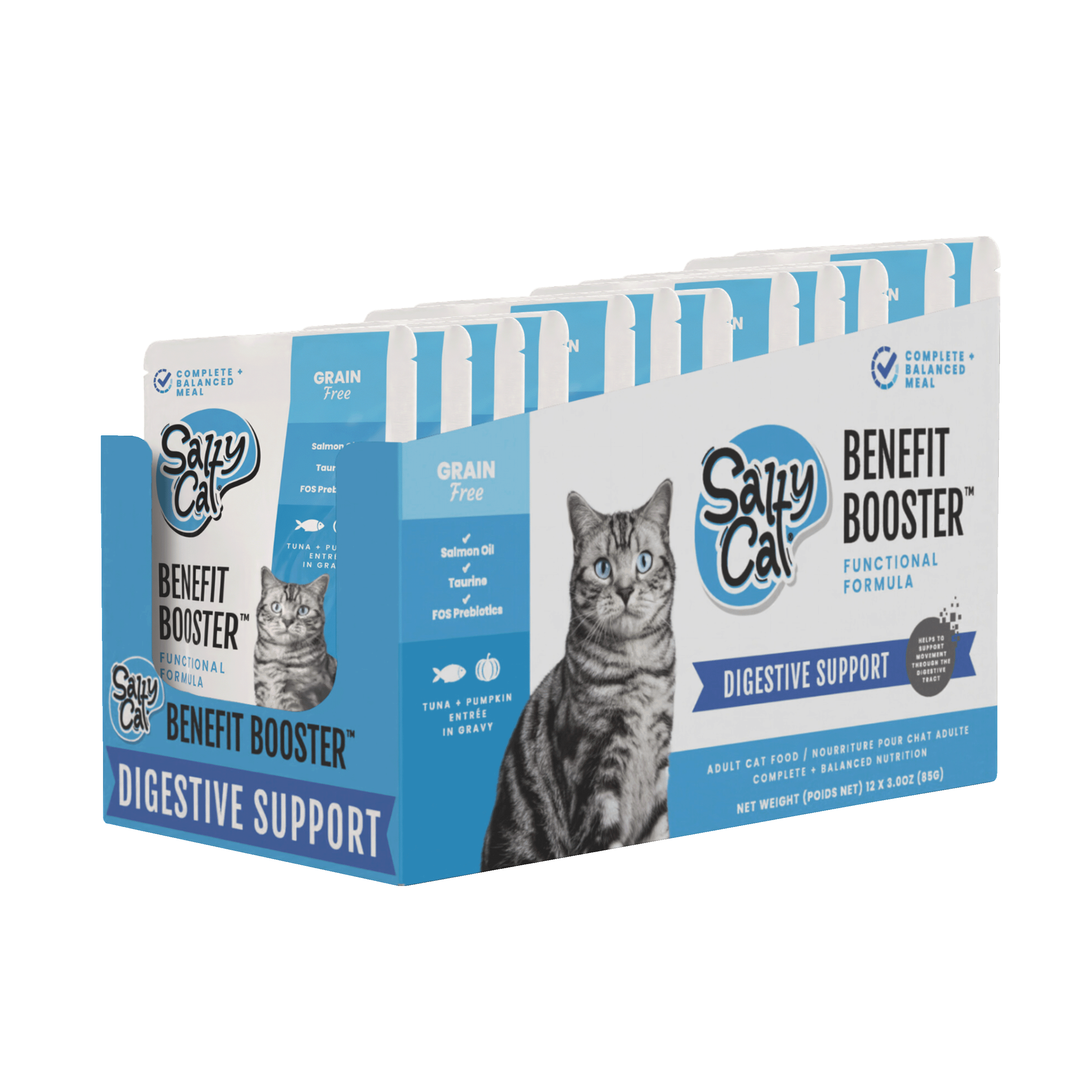 (6 pack) Salty Cat Benefit Booster Digestive Support Tuna & Pumpkin Entrée in Gravy Wet Cat Food, 3 oz. Pouch
