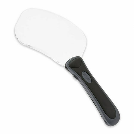 Carson LED Lighted RimFree 2x Power Rectangular Handheld Magnifying Glass with Protective Soft Pouch