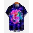 thumbnail image 3 of Camisa de cuello vuelto con estampado 3D de luna y cielo nocturno místico vintage para hombre, camisa informal de manga corta, camisas sueltas de verano para niños, 3 of 5