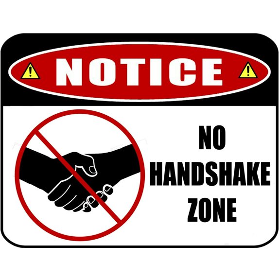 Covid-19 Notice - No Handshake Zone (Red) 11.5" x 9" Laminated Sign
