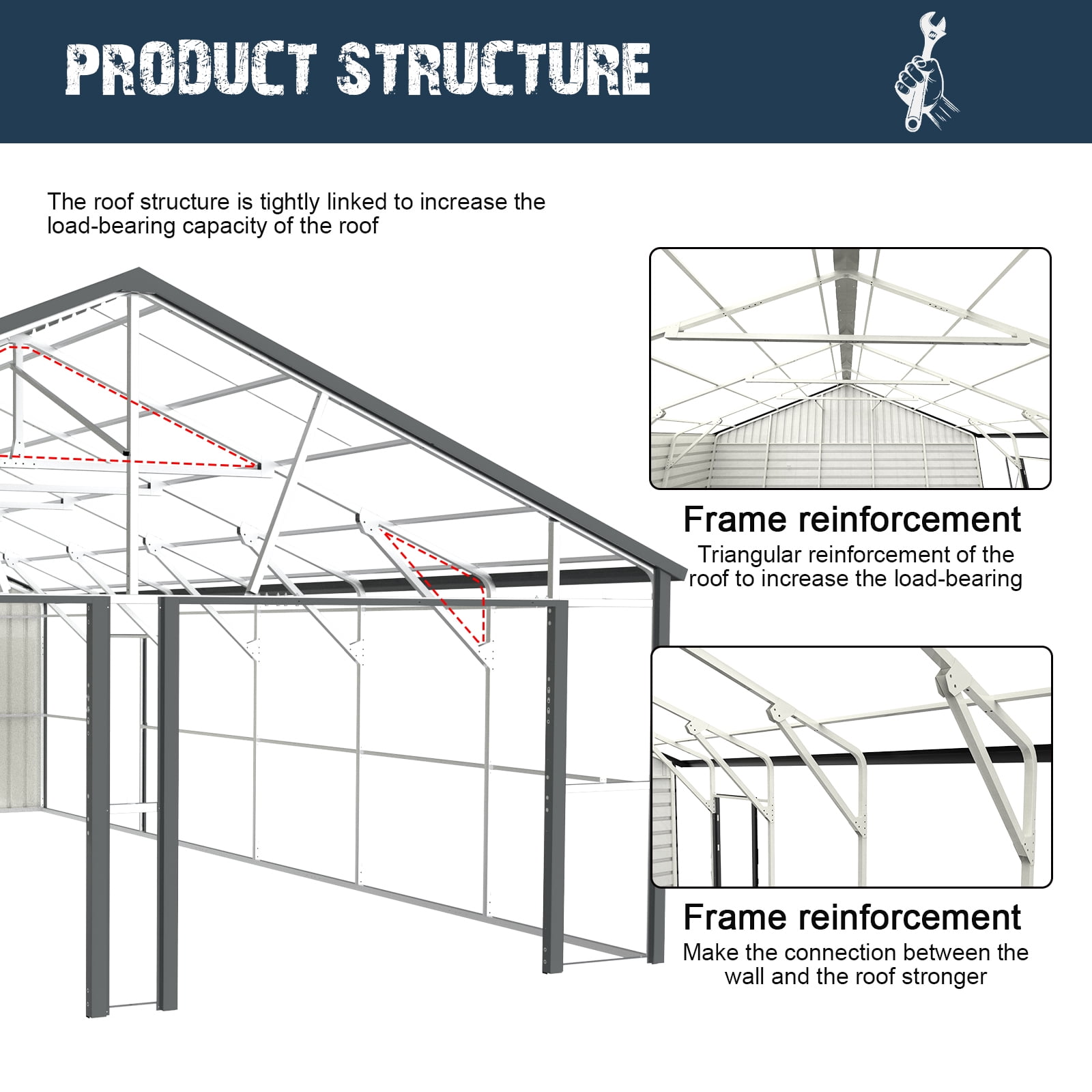 Chery Industrial 25' x 33' Double Garage Metal Shed with Side Entry Door