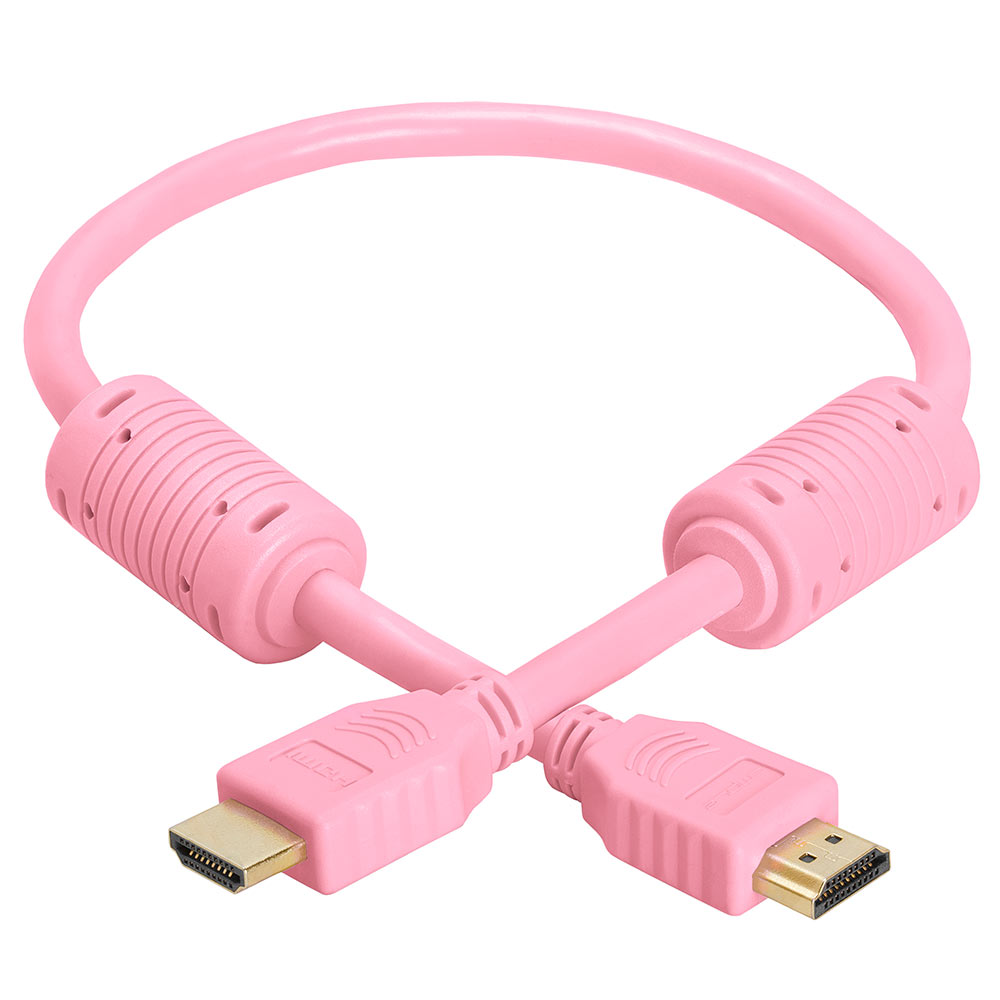 Cmple - Pink HDMI Cable High Speed HDTV Ultra-HD (UHD) 3D, 4K @60Hz, 18Gbps 28AWG HDMI Cord Audio Return - 1.5 Feet - image 2 of 7