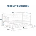 thumbnail image 2 of Twin Daybed with Trundle, Metal Trundle Bed, Sofa Bed Frame, Heavy Duty Metal Slats, for Living Room, Bedroom, Guest Room, Space Saving, White, 2 of 7