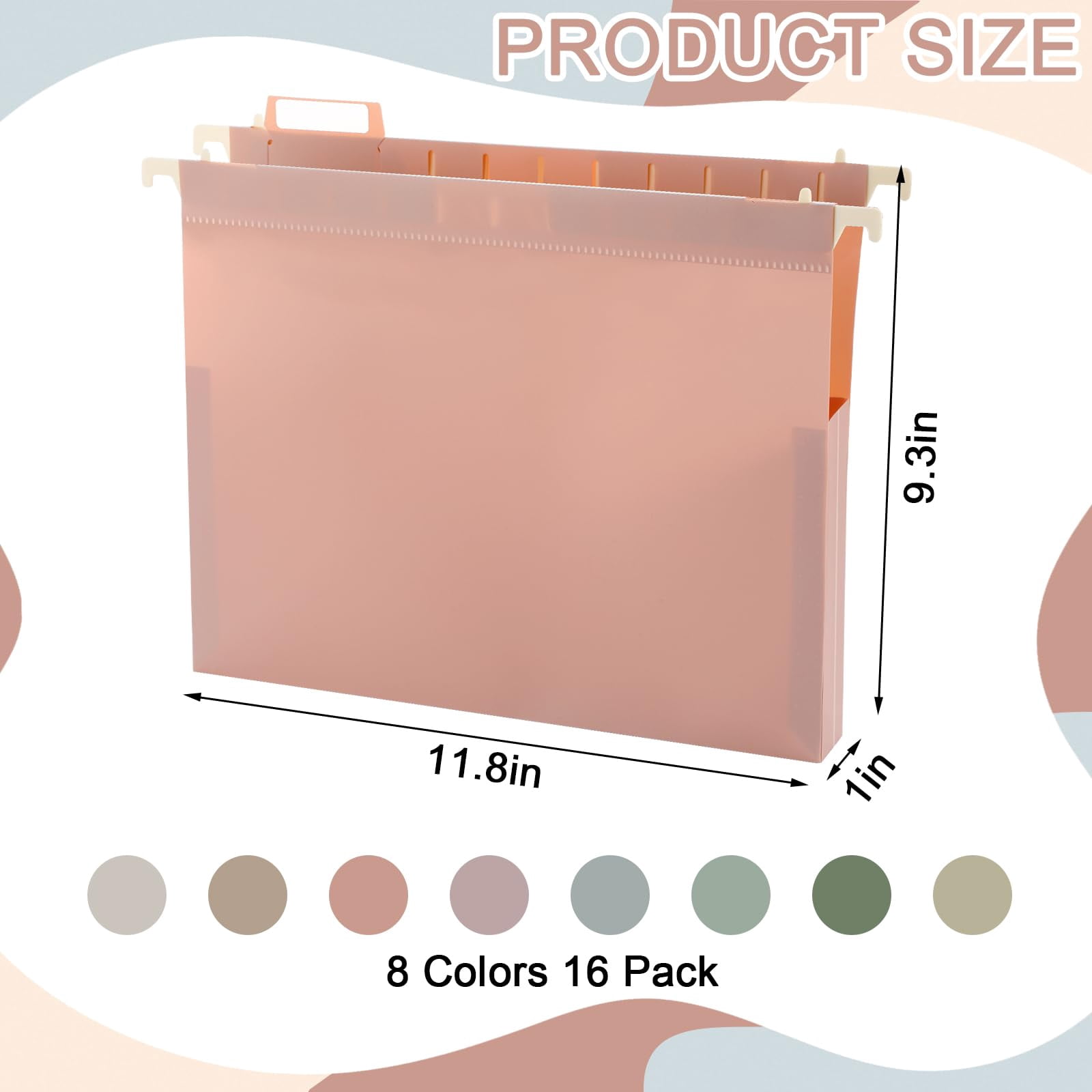 16 Pack Plastic Hanging File Folder Letter Size 1inch Expanding Folders With Tabs Extra Capacity Hang Heavy Duty For Filing Cabinet Designed Bulky Files Morandi Colors