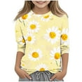 thumbnail image 2 of Graphic Tees Girls 3/4 Sleeve Floral Tops Trendy Casual Cute Crewneck T Shirts Toddler Girl Clothes Y2K Fall Fashion Tees Workout Gym Outfits, Size 3-12, 2 of 5