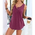 thumbnail image 4 of Women'S Flowy Tank Tops Summer Sleeveless Loose Fit Pleated Tunic Shirts Wine Red XL, 4 of 9
