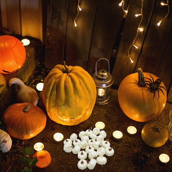 12pcs Artificial Halloween Pumpkin Model, Realistic Simulation Gourd Ornament for Tabletop, Mantel, Shelf, Harvest Centerpiece, Party Display and Autumn Home Decoration, White