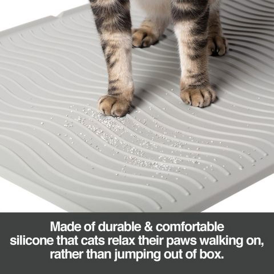 PetFusion ToughGrip Silicone Waterproof Cat Litter Mat (XL, Gray)