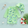 thumbnail image 2 of NIEWTR Toddler Infant Baby Boy Swimsuit Newborn Rash Guard Boys Girls One Piece Zipper Bathing Suit Swimwear(Green,2-3 Years), 2 of 7