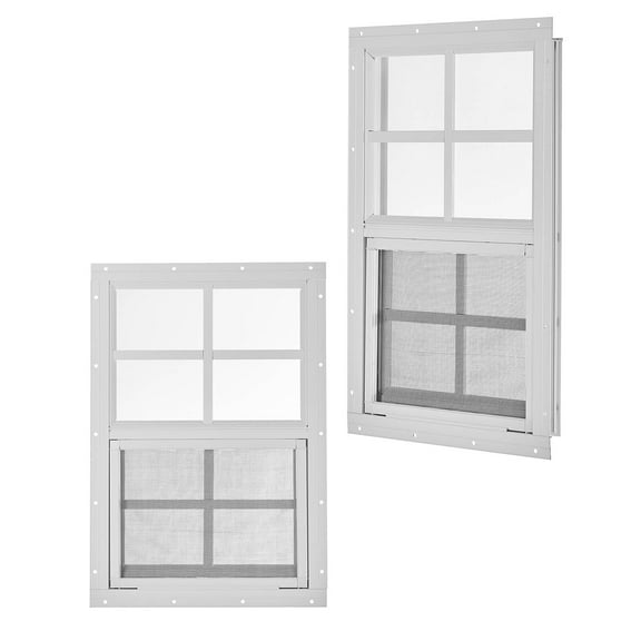 Mescukay 1 Pack 12x18 Inch Aluminum Shed Windows, Flush Mount Sliding Window with Tempered Glass and Screen for Ventilation in Shed, Chicken Coop, Playhouse, Garage