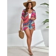 thumbnail image 5 of SHOWMALL Women's Plus Shrugs Lightweight Cardigan Open-Front Short Sleeve Vibrant Fluid Bloom 5X Summer Cover Up Boleros, 5 of 6