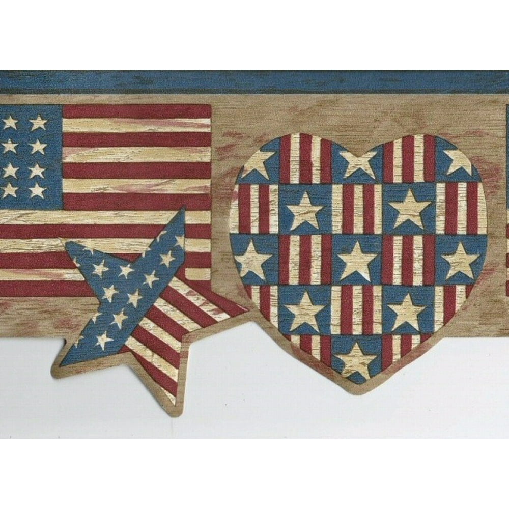 879674 Patriotic Flag Heart Wallpaper Border 7064-719b - Walmart.com