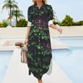 thumbnail image 3 of Texture Brick wall red bricks with climbing green vines and wild plants vintage style urban pattern Long Sleeved Shirt Dress, 3 of 6