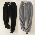 thumbnail image 6 of Women Winter Plus Size Drawstring Waist Loose Thickened Warm Fleece Harem Pants, 6 of 8