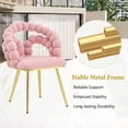 thumbnail image 4 of Juego de 2 Sillas de comedor de terciopelo de cadena de bola de silla de burbuja hinchada amarilla con piernas de oro, sillas modernas tapizadas de acento para el comedor y la cocina, 4 of 5