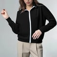 thumbnail image 6 of Htigea Womens Sweatshirt Coats Full Zip Up Hoodies Thin Fleece Long Sleeve Hooded Pullover Casual Loose Fit Tops with Pockets Black S, 6 of 9