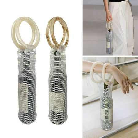 

Dadatutu Women Wine Bag Rhinestone Wine Accessory Sets Sparkly Diamond Wine Bag Elastic Wine Bottle Bag with Sturdy Handle