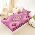 thumbnail image 4 of jejeloiu Romantic Tribal Twin Sheets For Girls,Ethnic Print Bedding,Red Blue,3 Pieces,1 Fitted Sheet and 1 Pillowcase, 4 of 6