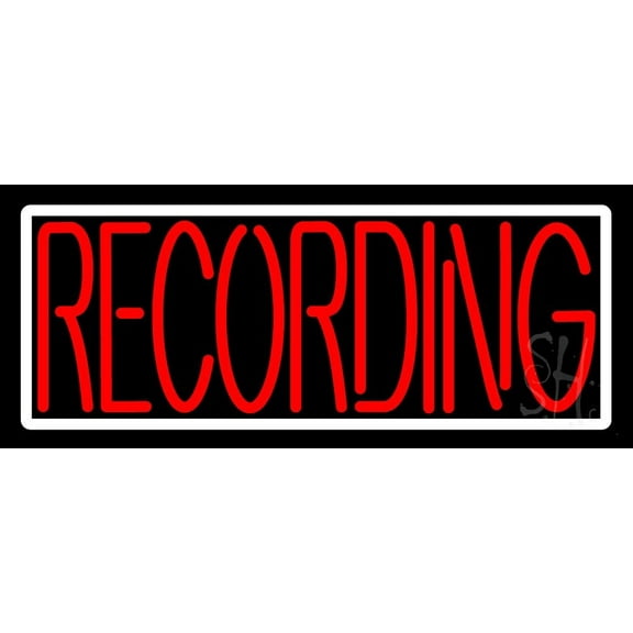 Recording LED Neon Sign 10" Tall x 24" Wide - inches Black Square Cut Acrylic Backing, with Dimmer - Premium built indoor Sign for Studio, Club, Home décor, Event, Workshop, Storefront.