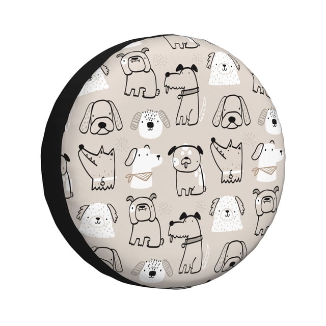 Fotbe Puppy Funda de Llanta de Repuesto con Estampado, Engrosada, Ajuste Universal para Jeep, Remolque, RV, SUV, Camión-14 inch