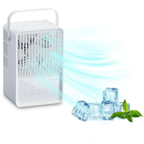 Fwttom Cooling Fan - Quiet Small Humidifier Water Cooling Desk Fan with Screen Display & Colorful Lights, 3 Speeds, Portable Fans That Blow Cold Air, Standing Fan for Bedroom Home Office