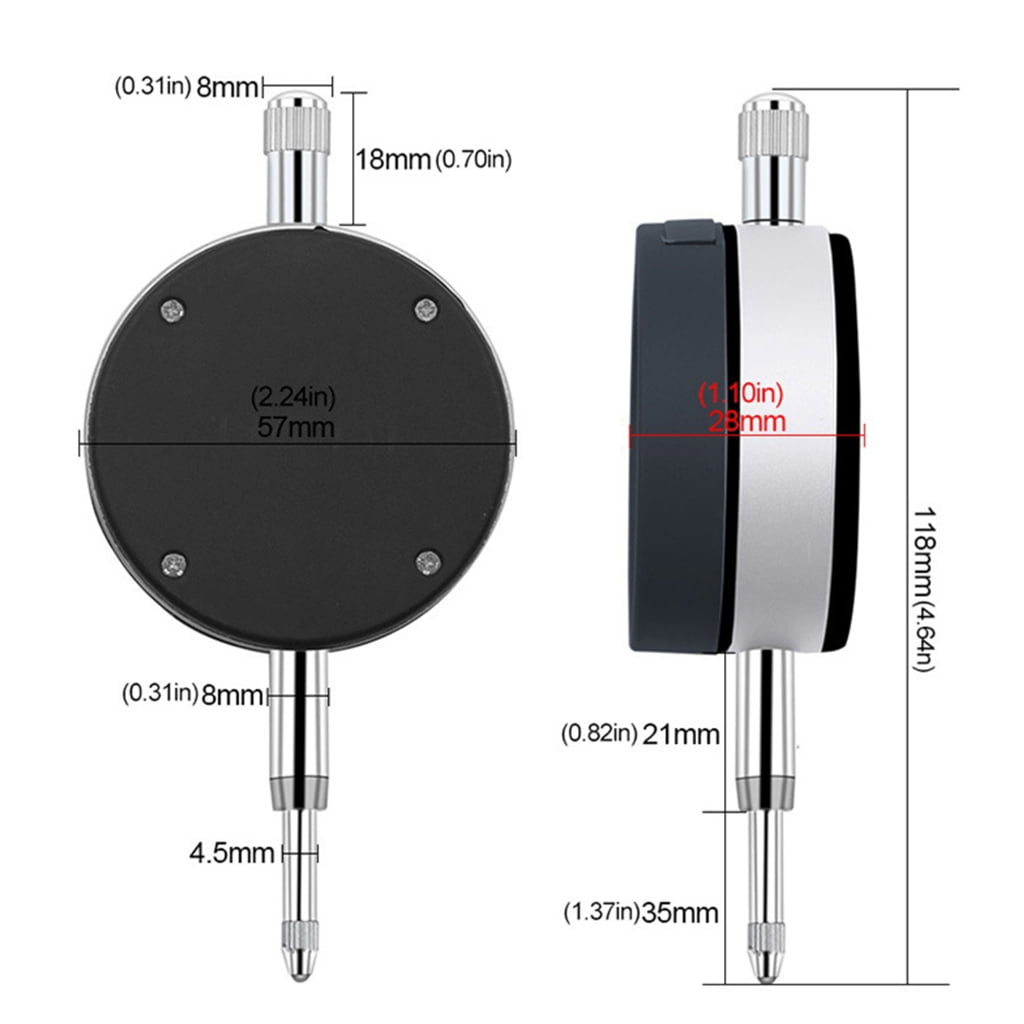 tegongse Metal Digital Indicator Dial Gauge Caliper 62mm / 98mm / 0-12.7mm MM Inch Conversion Measuring Tool Waterproof Dustproof