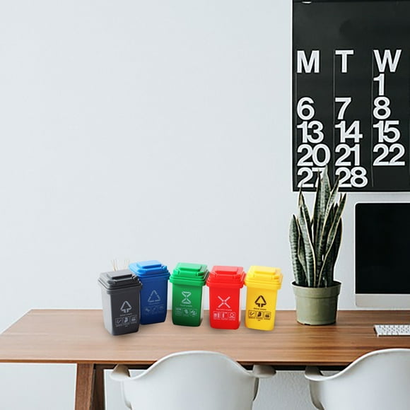 Mini Can and Recycling Organizer for Desk - Compact Garbage with Lid Stylish Pen Holder for Home and Desk Use Effective Waste Management Solution