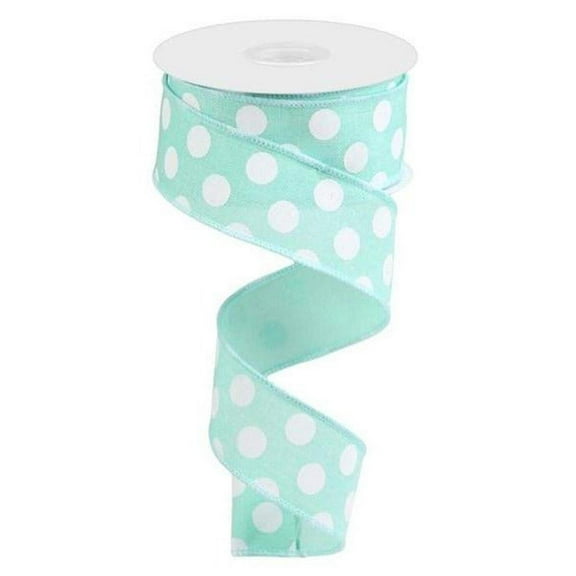 1.5" Medium Polka Dot Ribbon: Mint Green (10 Yards)