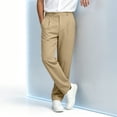 thumbnail image 6 of Lmnyox Men's Dress Pants Classic Loose Plain Straight Leg Work Trousers Elastic Waist Pants with Pockets, 6 of 8