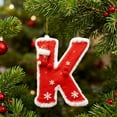thumbnail image 3 of 26 Letters Christmas Ornament, Snow Finish Plush Christmas Tree Decoration, Personalized Letter Last Name Decoration Ornaments, A to Z Letters,Classic Alphabet Ornament with Red Balls Surprise Gift-K, 3 of 4