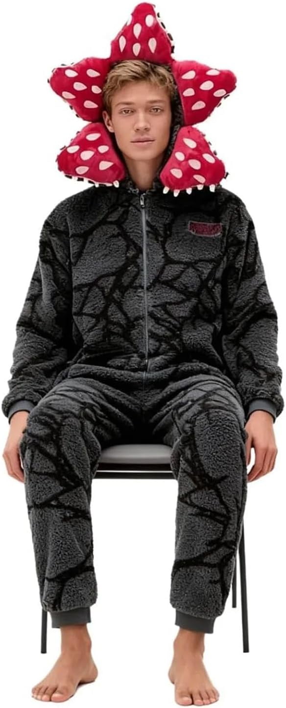 Demogorgon Hooded Jumpsuit Long Sleeve Pajama Hoody Onesie Loungewear Fuzzy Fall Winter Warm Thermal Fluffy