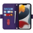 thumbnail image 5 of Crossbody Wallet for iPhone 14 Plus Case with Adjustable Lanyard Strap Credit Card Holder 6.7",PU Leather Handbag Purse Kickstand Make Up Mirror Cover Case for Men Women Girl,Purple, 5 of 13