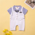thumbnail image 2 of Coerni Toddler Boy Gentleman Formal Suit Tuxedo Clothes Baby Boys Bowtie Short Sleeve Jumpsuit Bodysuit Pants Outfits, 2 of 9