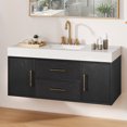 thumbnail image 2 of Craftian 48 inch Wall Mounted Bathroom Vanity 2 Doors & 2 Drawers, Floating Bathroom Cabinet, Black, 2 of 10
