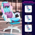 thumbnail image 2 of LED Light Gaming Chair, Computer Office Chair with Footrest and Massage Function, Ergonomic Reclining Gamer Chair with Durable Metal Base, 300 lbs Support, Pink White, 2 of 8
