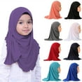 thumbnail image 3 of Muslim Girls Kids Hijab Islamic Scarf Shawls Soft and Stretch Material for 2 to 7 years old Girls 50cm Children Hijabs (navy blue), 3 of 7