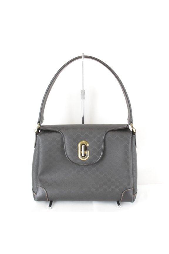Pre-Owned GUCCI Turnlock Old Gucci Shoulder Bag Micro GG Black Women's