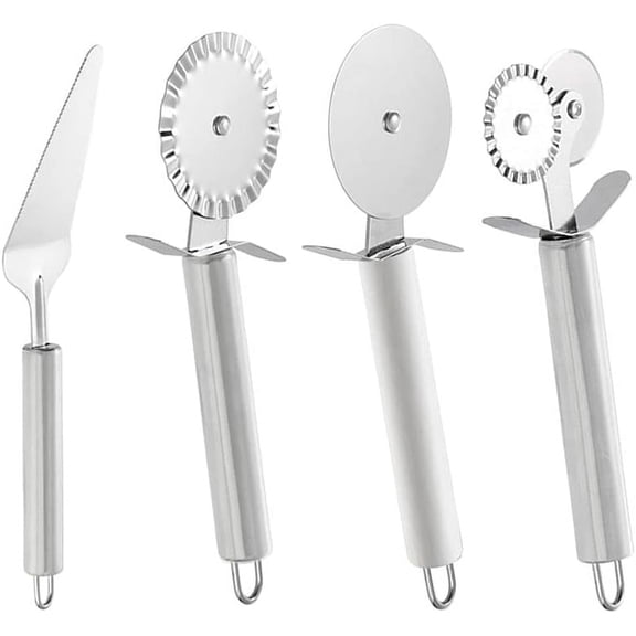 Premium Pizza Cutter Wheel Extra Sharp Stainless Steel Pizza Slicer with Comfortable Non-Slip Handle for Pie Crust Flat Bread Dough Cookies Waffles Baking Utensils 4 Pack