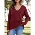 thumbnail image 2 of Womens Oversized Deep V Neck Sweaters Fall Winter Long Sleeve Knit Pullover Jumper, 2 of 6