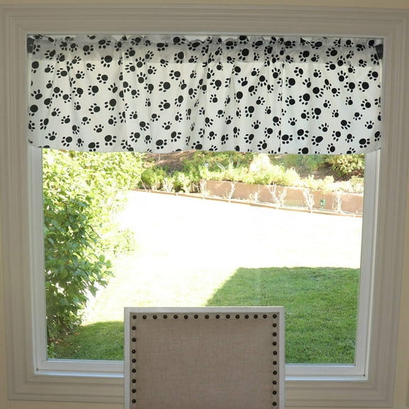 Cotton Window Valance Animal Paw Print 58 Inch Wide