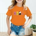 thumbnail image 2 of Toddler Girl Shirts Kid Cute Graphic Round Neck Short Sleeve Summer Top Casual Shirt Girls' Tops, Tees Orange 3 Years-4 Years, 2 of 5