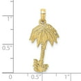 thumbnail image 2 of 14.1mm 10k Solid Yellow Gold 2-d Textured Single Palm Tree Charm Pendant Necklace for Women, 2 of 2