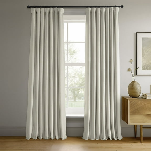 Half Price Drapes Porcelain White Signature Velvet Blackout Curtains for Bedroom(1 Panel), 50WX 84L