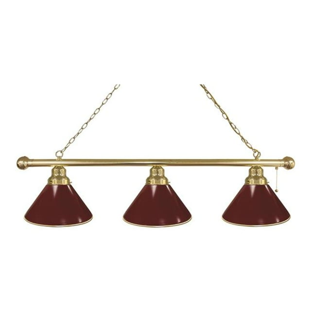 Holland Bar Stool BL3BRBurg Burgundy 3 Shade Pool Billiard Light, Brass