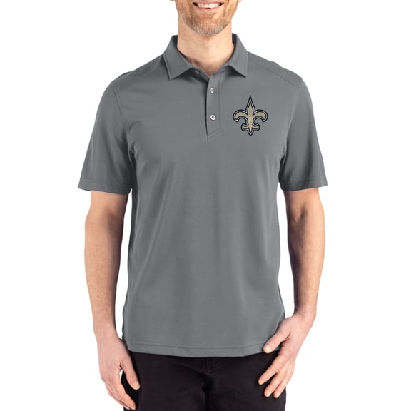 Men's Cutter & Buck Gray New Orleans Saints Big & Tall Advantage Refresh Epic Confidence Recycled Tri-Blend Pique Polo